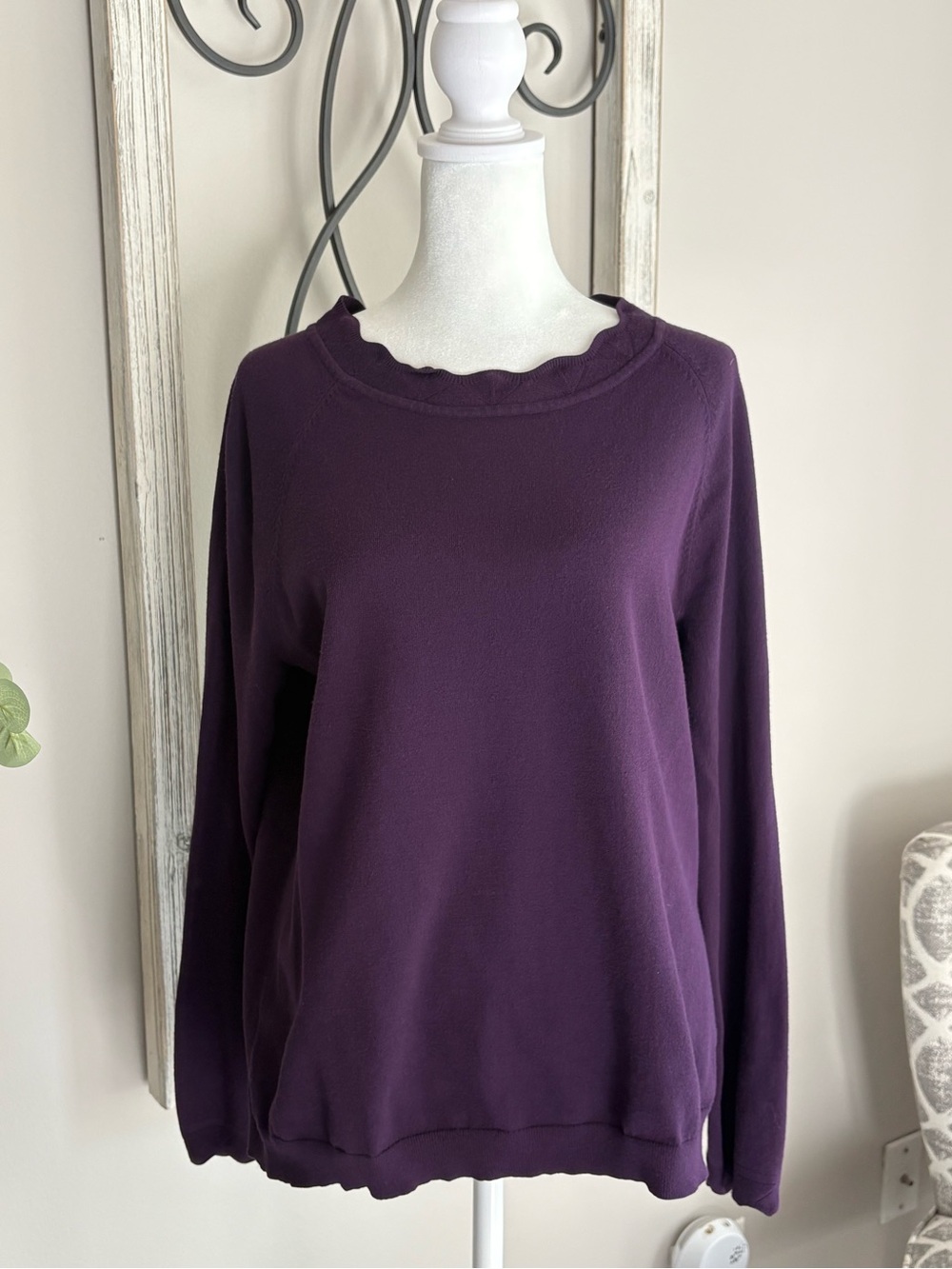 Ann Taylor Purple Scallop Neck Sweater